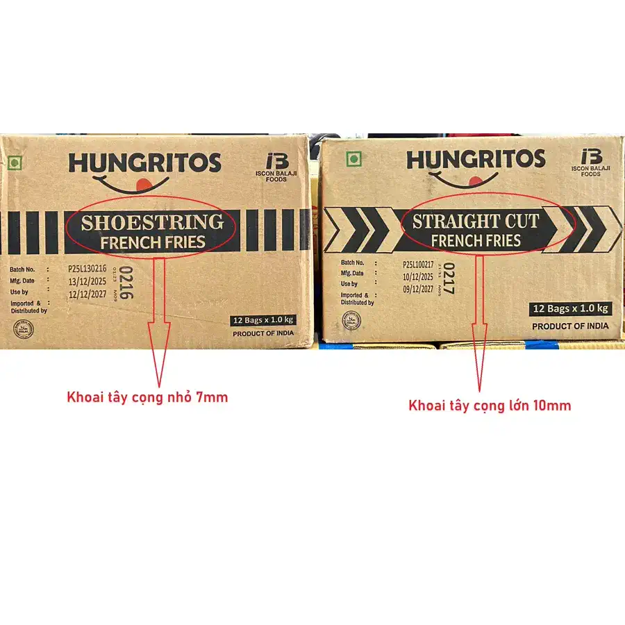 Phân biệt thùng Hungritos cọng nhỏ 7mm và cọng lớn 10mm