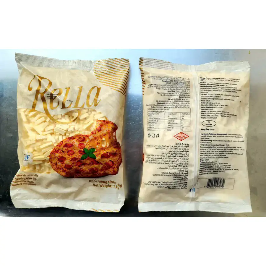 Túi phô mai Rella mặt trước và mặt sau
